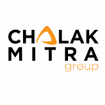 Chalak Mitra Group logo featuring bold black text with an orange triangular accent, representing a professional service provider in asphalt and paving solutions.