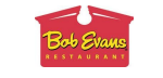 Bob Evans Restaurants logo, featuring a red barn design with the name "Bob Evans" in yellow script, representing a family dining experience.