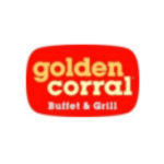 Golden Corral Buffet & Grill logo, featuring bold yellow text on a red background, representing a dining establishment focused on buffet-style meals.