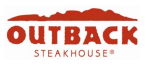 Outback Steakhouse logo featuring bold red text and a silhouette of a mountain range, representing a casual dining experience focused on steak and Australian-inspired cuisine.